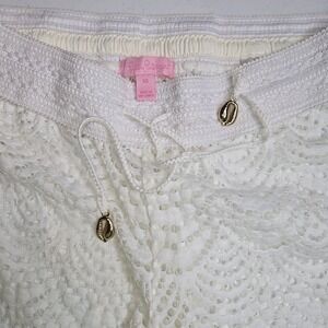LILLY PULITZER Brinkley White Lace Mesh Scallop Cover Up Pants Size XS -729‎